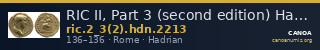 RIC II, Part 3 (second edition) Hadrian 2213 — CANOA