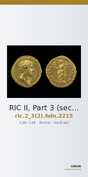 RIC II, Part 3 (second edition) Hadrian 2215 — CANOA