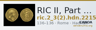 RIC II, Part 3 (second edition) Hadrian 2215 — CANOA