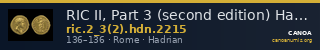 RIC II, Part 3 (second edition) Hadrian 2215 — CANOA