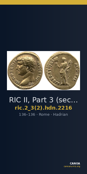 RIC II, Part 3 (second edition) Hadrian 2216 — CANOA