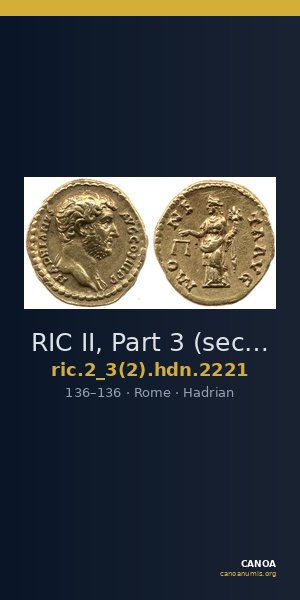 RIC II, Part 3 (second edition) Hadrian 2221 — CANOA