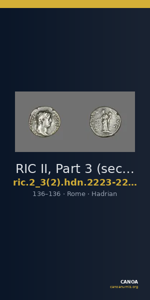 RIC II, Part 3 (second edition) Hadrian 2223-2225A — CANOA