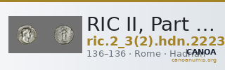 RIC II, Part 3 (second edition) Hadrian 2223-2225A — CANOA