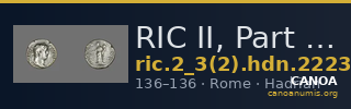 RIC II, Part 3 (second edition) Hadrian 2223-2225A — CANOA