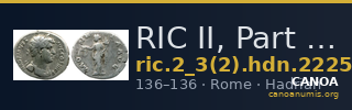 RIC II, Part 3 (second edition) Hadrian 2225 — CANOA