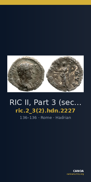 RIC II, Part 3 (second edition) Hadrian 2227 — CANOA