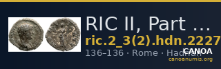 RIC II, Part 3 (second edition) Hadrian 2227 — CANOA