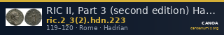 RIC II, Part 3 (second edition) Hadrian 223 — CANOA