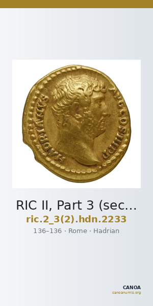 RIC II, Part 3 (second edition) Hadrian 2233 — CANOA