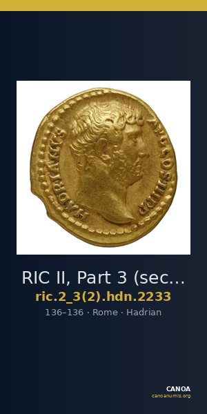 RIC II, Part 3 (second edition) Hadrian 2233 — CANOA