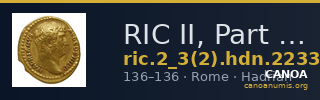 RIC II, Part 3 (second edition) Hadrian 2233 — CANOA