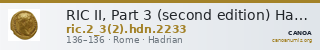 RIC II, Part 3 (second edition) Hadrian 2233 — CANOA