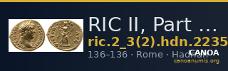 RIC II, Part 3 (second edition) Hadrian 2235 — CANOA