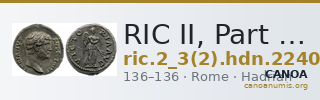 RIC II, Part 3 (second edition) Hadrian 2240 — CANOA
