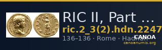 RIC II, Part 3 (second edition) Hadrian 2247 — CANOA