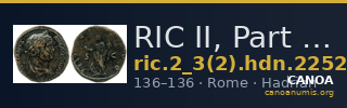 RIC II, Part 3 (second edition) Hadrian 2252 — CANOA