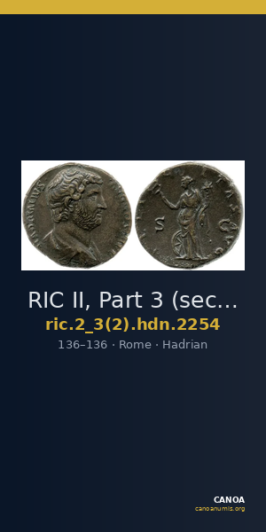 RIC II, Part 3 (second edition) Hadrian 2254 — CANOA