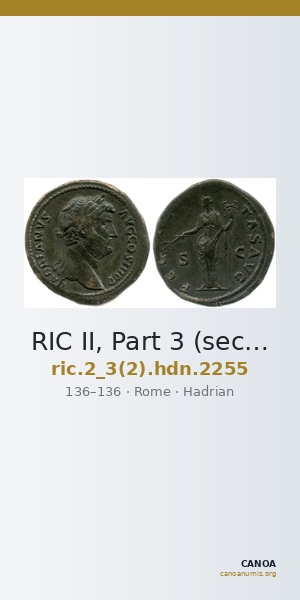RIC II, Part 3 (second edition) Hadrian 2255 — CANOA