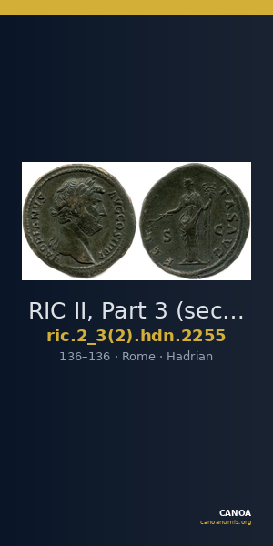 RIC II, Part 3 (second edition) Hadrian 2255 — CANOA
