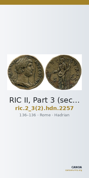 RIC II, Part 3 (second edition) Hadrian 2257 — CANOA