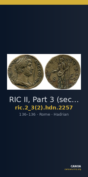 RIC II, Part 3 (second edition) Hadrian 2257 — CANOA