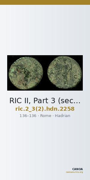 RIC II, Part 3 (second edition) Hadrian 2258 — CANOA