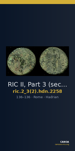 RIC II, Part 3 (second edition) Hadrian 2258 — CANOA