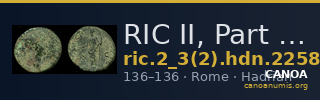 RIC II, Part 3 (second edition) Hadrian 2258 — CANOA