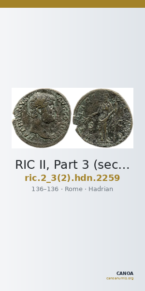 RIC II, Part 3 (second edition) Hadrian 2259 — CANOA