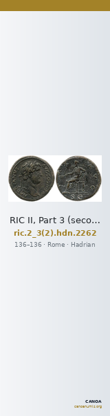 RIC II, Part 3 (second edition) Hadrian 2262 — CANOA