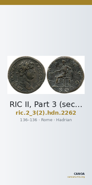 RIC II, Part 3 (second edition) Hadrian 2262 — CANOA
