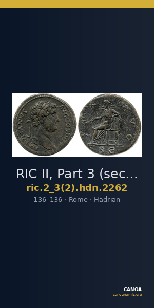 RIC II, Part 3 (second edition) Hadrian 2262 — CANOA
