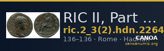 RIC II, Part 3 (second edition) Hadrian 2264 — CANOA