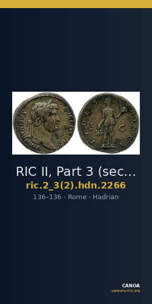 RIC II, Part 3 (second edition) Hadrian 2266 — CANOA
