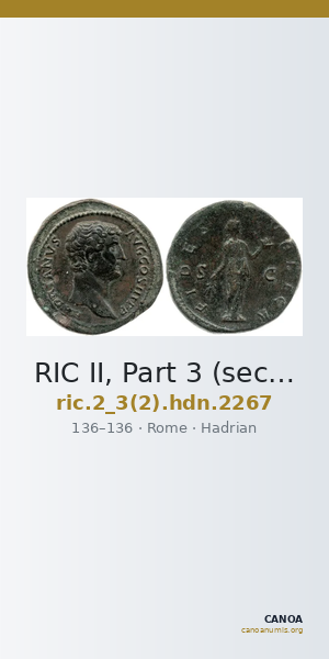 RIC II, Part 3 (second edition) Hadrian 2267 — CANOA