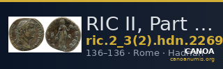 RIC II, Part 3 (second edition) Hadrian 2269 — CANOA