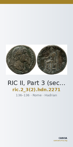 RIC II, Part 3 (second edition) Hadrian 2271 — CANOA