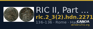 RIC II, Part 3 (second edition) Hadrian 2271 — CANOA