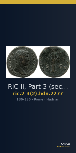 RIC II, Part 3 (second edition) Hadrian 2277 — CANOA