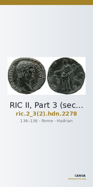 RIC II, Part 3 (second edition) Hadrian 2278 — CANOA