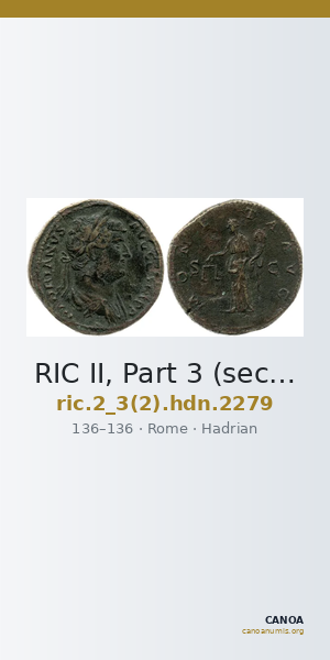 RIC II, Part 3 (second edition) Hadrian 2279 — CANOA