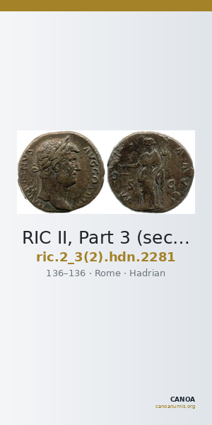 RIC II, Part 3 (second edition) Hadrian 2281 — CANOA