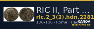 RIC II, Part 3 (second edition) Hadrian 2281 — CANOA