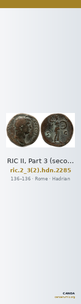 RIC II, Part 3 (second edition) Hadrian 2285 — CANOA