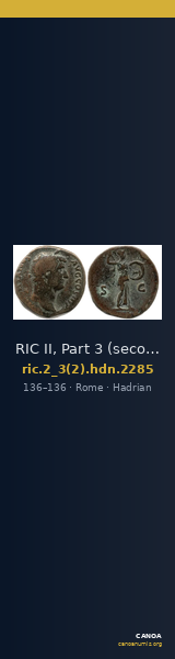 RIC II, Part 3 (second edition) Hadrian 2285 — CANOA