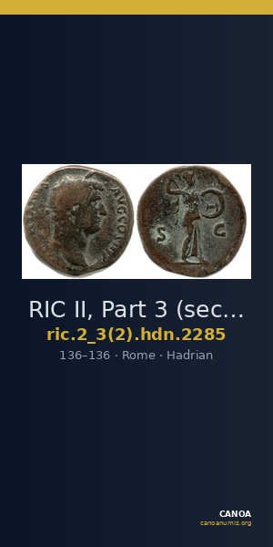 RIC II, Part 3 (second edition) Hadrian 2285 — CANOA