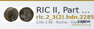 RIC II, Part 3 (second edition) Hadrian 2285 — CANOA