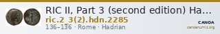 RIC II, Part 3 (second edition) Hadrian 2285 — CANOA