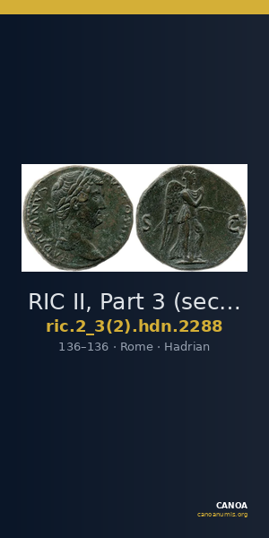 RIC II, Part 3 (second edition) Hadrian 2288 — CANOA